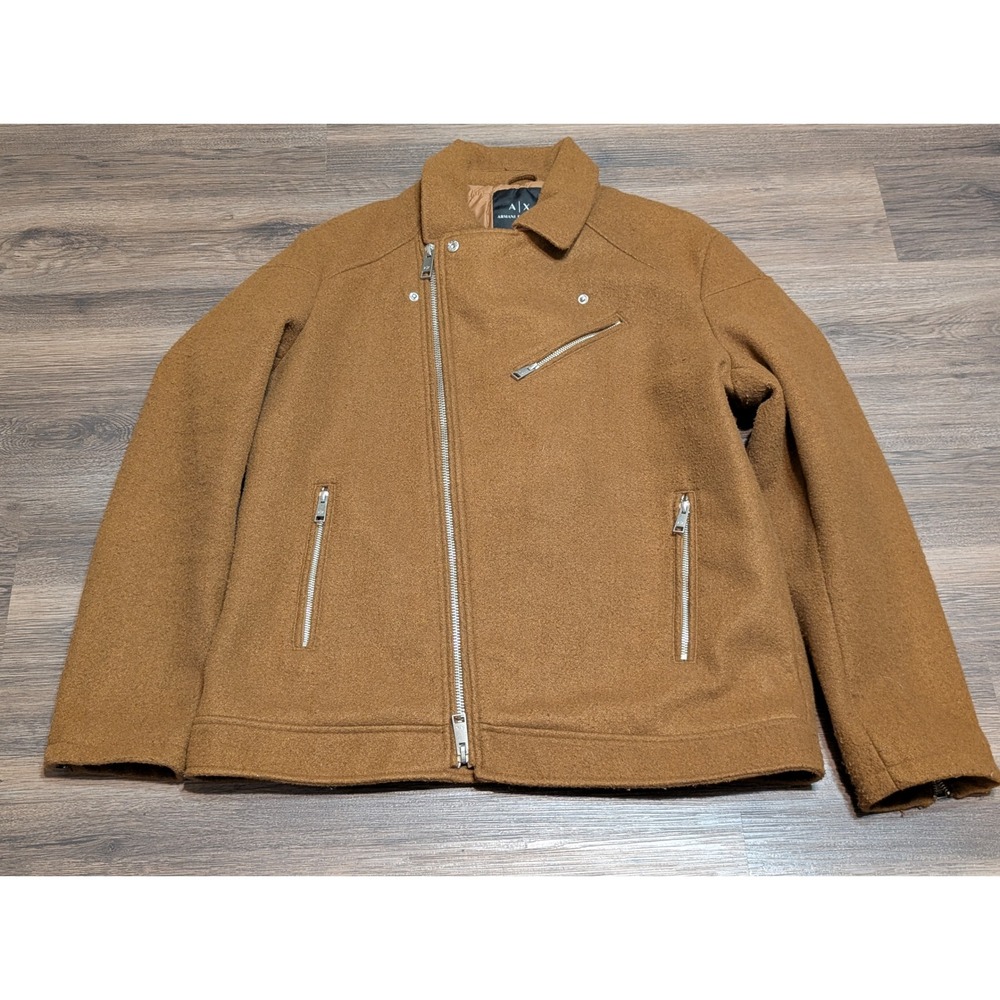AX Armani‎ Exchange Men's Brown Biker Moto Jacket XL READ